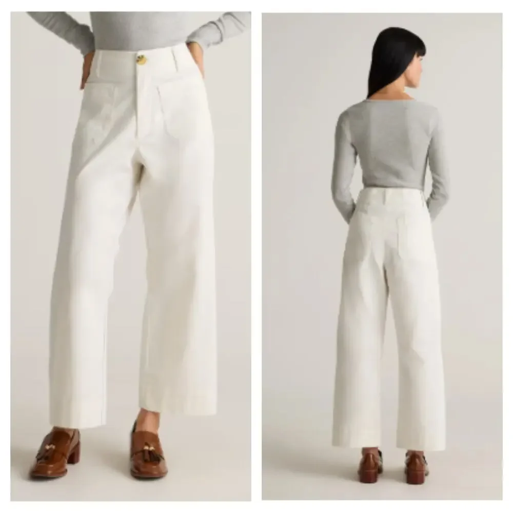 Quince Organic Stretch Cotton Chino Cropped Wide Leg Pants Frost size 14 - Picture 6 of 6